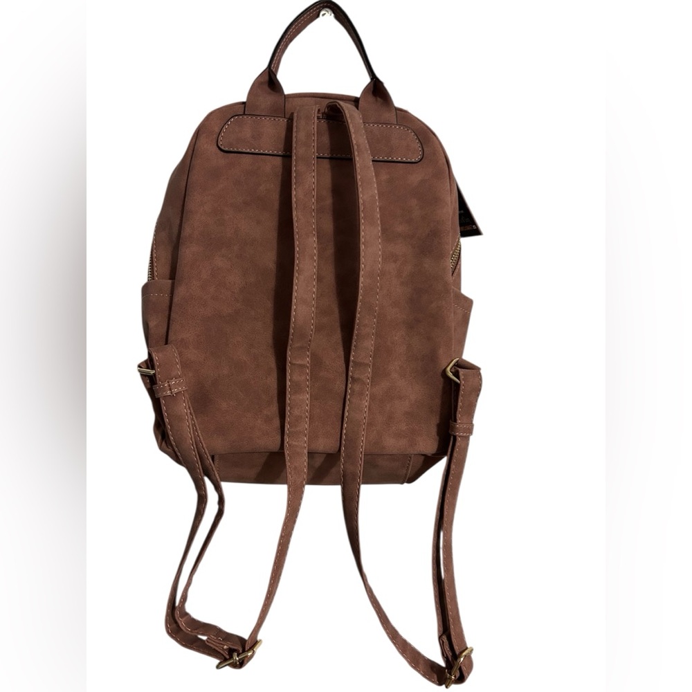 VR NYC Violet Ray Cinnamon Brown Vegan Suede Backpack NWT - Picture 2 of 13
